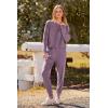 imagePRETTYGARDEN Womens Fall Fashion Outfits 2 Piece Sweatsuit Solid Color Long Sleeve Pullover Long Pants Lounge SetDeep Purple