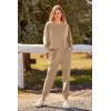 imagePRETTYGARDEN Womens Fall Fashion Outfits 2 Piece Sweatsuit Solid Color Long Sleeve Pullover Long Pants Lounge SetKhaki