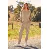imagePRETTYGARDEN Womens Fall Fashion Outfits 2 Piece Sweatsuit Solid Color Long Sleeve Pullover Long Pants Lounge SetKhaki