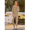 imagePRETTYGARDEN Womens Fall Fashion Outfits 2 Piece Sweatsuit Solid Color Long Sleeve Pullover Long Pants Lounge SetKhaki