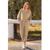 imagePRETTYGARDEN Womens Fall Fashion Outfits 2 Piece Sweatsuit Solid Color Long Sleeve Pullover Long Pants Lounge SetKhaki