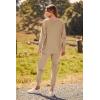 imagePRETTYGARDEN Womens Fall Fashion Outfits 2 Piece Sweatsuit Solid Color Long Sleeve Pullover Long Pants Lounge SetKhaki