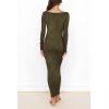 imagePRETTYGARDEN Womens Fall Knit Maxi Bodycon Dress Long Sleeve Cutout Tie Front V Neck Y2K Fitted Cocktail Party DressesArmy Green