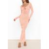 imagePRETTYGARDEN Womens Fall Knit Maxi Bodycon Dress Long Sleeve Cutout Tie Front V Neck Y2K Fitted Cocktail Party DressesPink