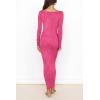 imagePRETTYGARDEN Womens Fall Knit Maxi Bodycon Dress Long Sleeve Cutout Tie Front V Neck Y2K Fitted Cocktail Party DressesRose Red