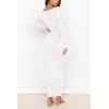 imagePRETTYGARDEN Womens Fall Knit Maxi Bodycon Dress Long Sleeve Cutout Tie Front V Neck Y2K Fitted Cocktail Party DressesWhite
