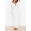 imagePRETTYGARDEN Womens Fall Knit Maxi Bodycon Dress Long Sleeve Cutout Tie Front V Neck Y2K Fitted Cocktail Party DressesWhite