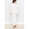 imagePRETTYGARDEN Womens Fall Knit Maxi Bodycon Dress Long Sleeve Cutout Tie Front V Neck Y2K Fitted Cocktail Party DressesWhite