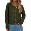 imagePRETTYGARDEN Womens Fall Open Front Cardigan Sweaters Button Down Long Sleeve Casual Winter Cute Knitted ShirtsArmy Green