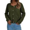imagePRETTYGARDEN Womens Fall Open Front Cardigan Sweaters Button Down Long Sleeve Casual Winter Cute Knitted ShirtsArmy Green