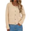 imagePRETTYGARDEN Womens Fall Open Front Cardigan Sweaters Button Down Long Sleeve Casual Winter Cute Knitted ShirtsBeige