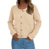 imagePRETTYGARDEN Womens Fall Open Front Cardigan Sweaters Button Down Long Sleeve Casual Winter Cute Knitted ShirtsBeige