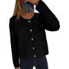 imagePRETTYGARDEN Womens Fall Open Front Cardigan Sweaters Button Down Long Sleeve Casual Winter Cute Knitted ShirtsBlack