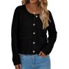 imagePRETTYGARDEN Womens Fall Open Front Cardigan Sweaters Button Down Long Sleeve Casual Winter Cute Knitted ShirtsBlack