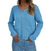 imagePRETTYGARDEN Womens Fall Open Front Cardigan Sweaters Button Down Long Sleeve Casual Winter Cute Knitted ShirtsBlue