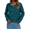 imagePRETTYGARDEN Womens Fall Open Front Cardigan Sweaters Button Down Long Sleeve Casual Winter Cute Knitted ShirtsBlue Green