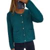 imagePRETTYGARDEN Womens Fall Open Front Cardigan Sweaters Button Down Long Sleeve Casual Winter Cute Knitted ShirtsBlue Green