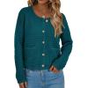imagePRETTYGARDEN Womens Fall Open Front Cardigan Sweaters Button Down Long Sleeve Casual Winter Cute Knitted ShirtsBlue Green