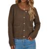 imagePRETTYGARDEN Womens Fall Open Front Cardigan Sweaters Button Down Long Sleeve Casual Winter Cute Knitted ShirtsCoffee
