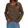 imagePRETTYGARDEN Womens Fall Open Front Cardigan Sweaters Button Down Long Sleeve Casual Winter Cute Knitted ShirtsCoffee