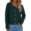 imagePRETTYGARDEN Womens Fall Open Front Cardigan Sweaters Button Down Long Sleeve Casual Winter Cute Knitted ShirtsDark Green