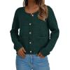 imagePRETTYGARDEN Womens Fall Open Front Cardigan Sweaters Button Down Long Sleeve Casual Winter Cute Knitted ShirtsDark Green