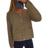 imagePRETTYGARDEN Womens Fall Open Front Cardigan Sweaters Button Down Long Sleeve Casual Winter Cute Knitted ShirtsDark Khaki