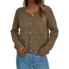 imagePRETTYGARDEN Womens Fall Open Front Cardigan Sweaters Button Down Long Sleeve Casual Winter Cute Knitted ShirtsDark Khaki