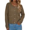 imagePRETTYGARDEN Womens Fall Open Front Cardigan Sweaters Button Down Long Sleeve Casual Winter Cute Knitted ShirtsDark Khaki
