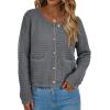 imagePRETTYGARDEN Womens Fall Open Front Cardigan Sweaters Button Down Long Sleeve Casual Winter Cute Knitted ShirtsGrey