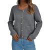 imagePRETTYGARDEN Womens Fall Open Front Cardigan Sweaters Button Down Long Sleeve Casual Winter Cute Knitted ShirtsGrey