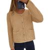 imagePRETTYGARDEN Womens Fall Open Front Cardigan Sweaters Button Down Long Sleeve Casual Winter Cute Knitted ShirtsKhaki