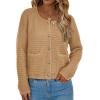 imagePRETTYGARDEN Womens Fall Open Front Cardigan Sweaters Button Down Long Sleeve Casual Winter Cute Knitted ShirtsKhaki
