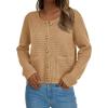 imagePRETTYGARDEN Womens Fall Open Front Cardigan Sweaters Button Down Long Sleeve Casual Winter Cute Knitted ShirtsKhaki