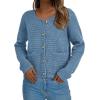 imagePRETTYGARDEN Womens Fall Open Front Cardigan Sweaters Button Down Long Sleeve Casual Winter Cute Knitted ShirtsMist Blue