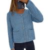 imagePRETTYGARDEN Womens Fall Open Front Cardigan Sweaters Button Down Long Sleeve Casual Winter Cute Knitted ShirtsMist Blue