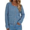 imagePRETTYGARDEN Womens Fall Open Front Cardigan Sweaters Button Down Long Sleeve Casual Winter Cute Knitted ShirtsMist Blue