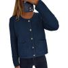 imagePRETTYGARDEN Womens Fall Open Front Cardigan Sweaters Button Down Long Sleeve Casual Winter Cute Knitted ShirtsNavy