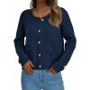 imagePRETTYGARDEN Womens Fall Open Front Cardigan Sweaters Button Down Long Sleeve Casual Winter Cute Knitted ShirtsNavy