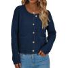 imagePRETTYGARDEN Womens Fall Open Front Cardigan Sweaters Button Down Long Sleeve Casual Winter Cute Knitted ShirtsNavy