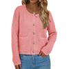 imagePRETTYGARDEN Womens Fall Open Front Cardigan Sweaters Button Down Long Sleeve Casual Winter Cute Knitted ShirtsPink