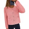 imagePRETTYGARDEN Womens Fall Open Front Cardigan Sweaters Button Down Long Sleeve Casual Winter Cute Knitted ShirtsPink