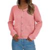 imagePRETTYGARDEN Womens Fall Open Front Cardigan Sweaters Button Down Long Sleeve Casual Winter Cute Knitted ShirtsPink