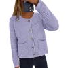 imagePRETTYGARDEN Womens Fall Open Front Cardigan Sweaters Button Down Long Sleeve Casual Winter Cute Knitted ShirtsPurple