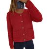imagePRETTYGARDEN Womens Fall Open Front Cardigan Sweaters Button Down Long Sleeve Casual Winter Cute Knitted ShirtsRed