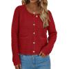 imagePRETTYGARDEN Womens Fall Open Front Cardigan Sweaters Button Down Long Sleeve Casual Winter Cute Knitted ShirtsRed