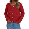 imagePRETTYGARDEN Womens Fall Open Front Cardigan Sweaters Button Down Long Sleeve Casual Winter Cute Knitted ShirtsRed