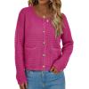 imagePRETTYGARDEN Womens Fall Open Front Cardigan Sweaters Button Down Long Sleeve Casual Winter Cute Knitted ShirtsRose Red