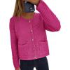 imagePRETTYGARDEN Womens Fall Open Front Cardigan Sweaters Button Down Long Sleeve Casual Winter Cute Knitted ShirtsRose Red