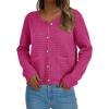 imagePRETTYGARDEN Womens Fall Open Front Cardigan Sweaters Button Down Long Sleeve Casual Winter Cute Knitted ShirtsRose Red